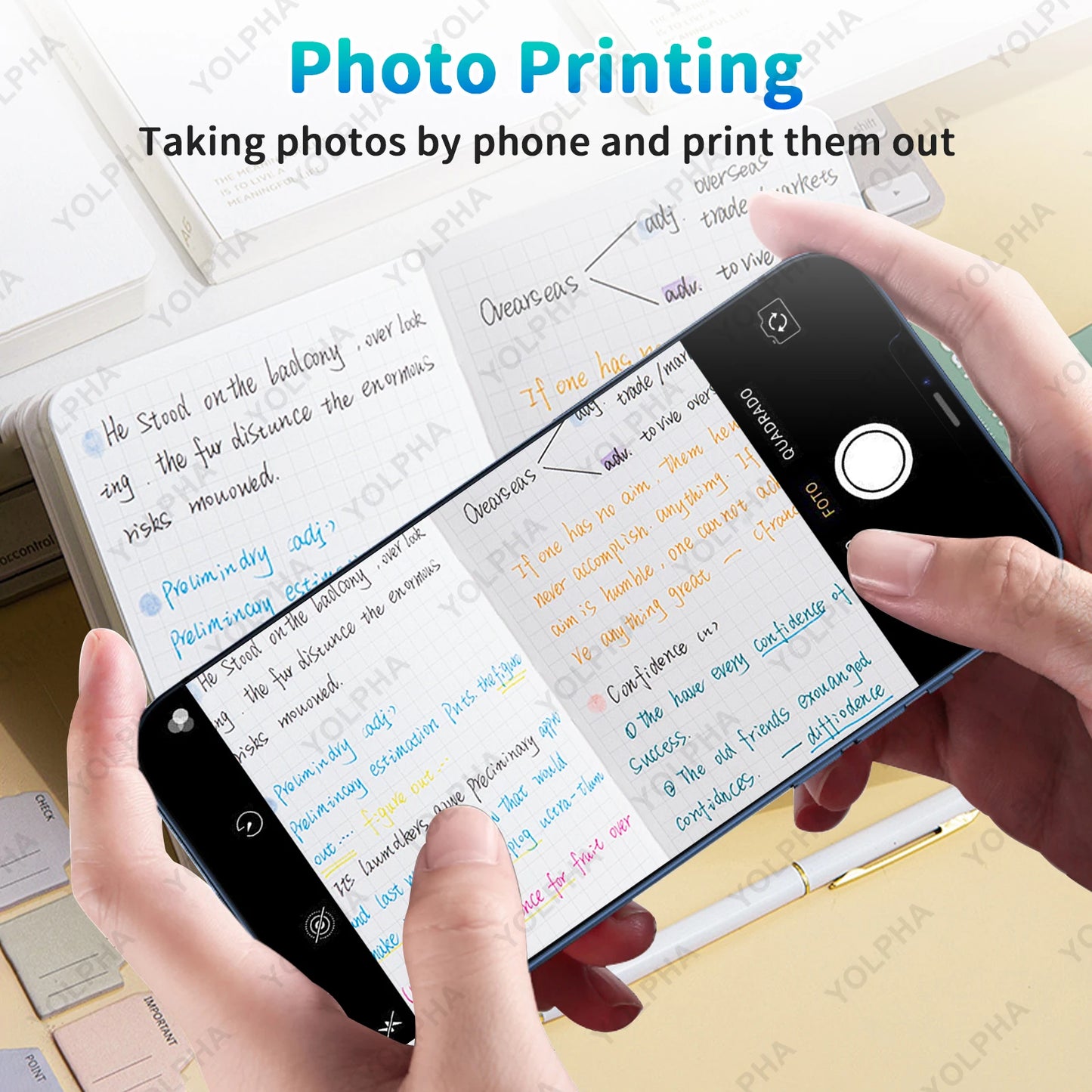 Mini Pocket Printer Portable Thermal Printer Pictures Receipts Notes Labels Memos Smart Printing Kids Gifts for Android/ios