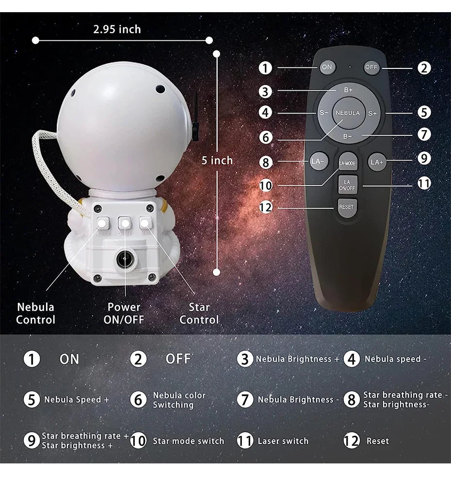 Star Projector Galaxy Night Light LED Astronaut Space Projector