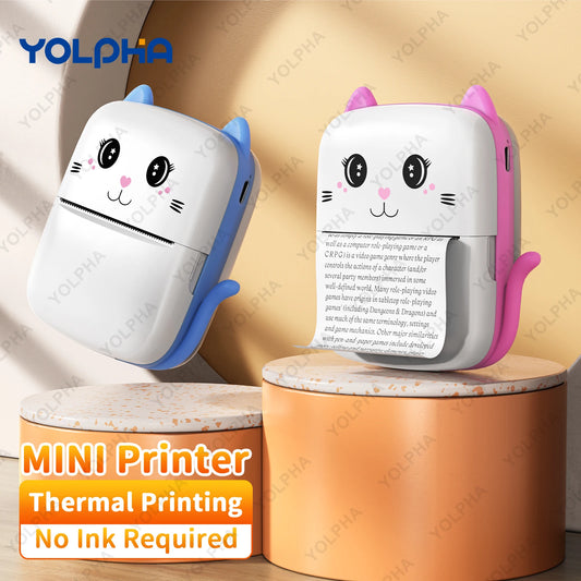 Mini Pocket Printer Portable Thermal Printer Pictures Receipts Notes Labels Memos Smart Printing Kids Gifts for Android/ios